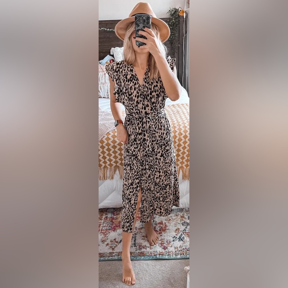 Sienna Sky Leopard Print Midi Dress